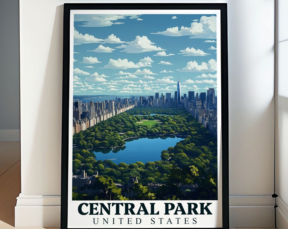 Central Park Aerial Reservoir Manhattan Skyline View New York Poster