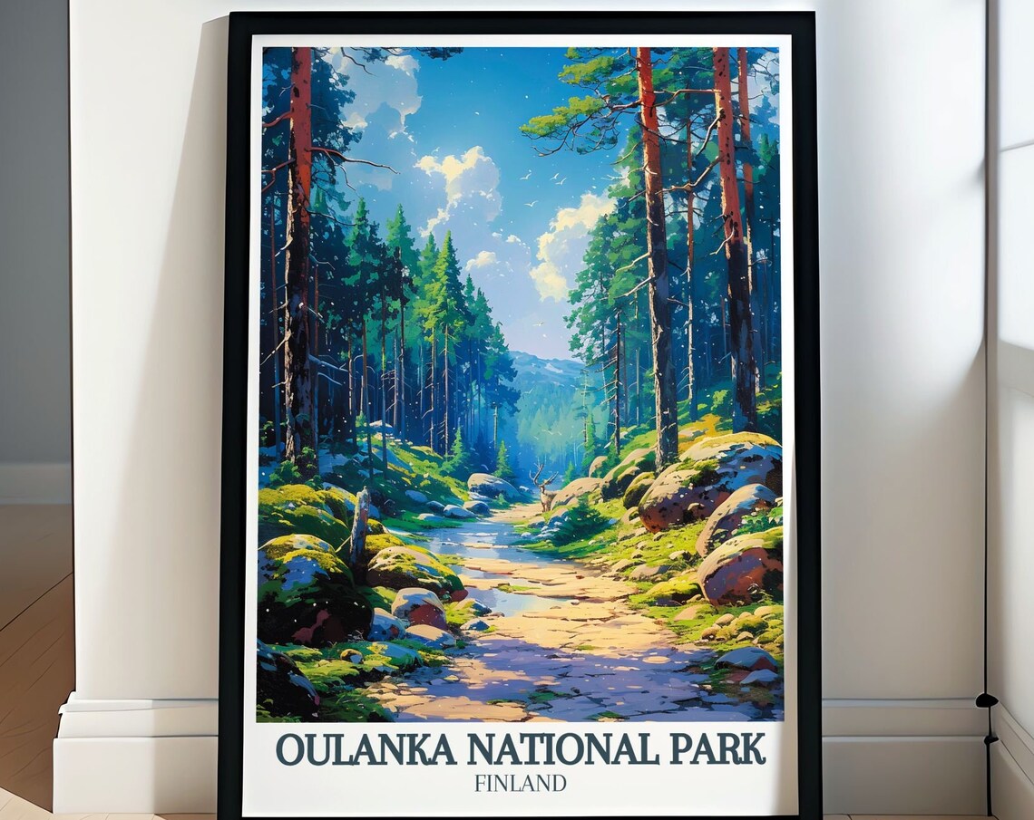 Oulanka National Park Finland Forest Trail Deer Wildlife Scenic Poster