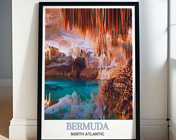 Bermuda Crystal Cave Stalactites Over Underground Pool Poster