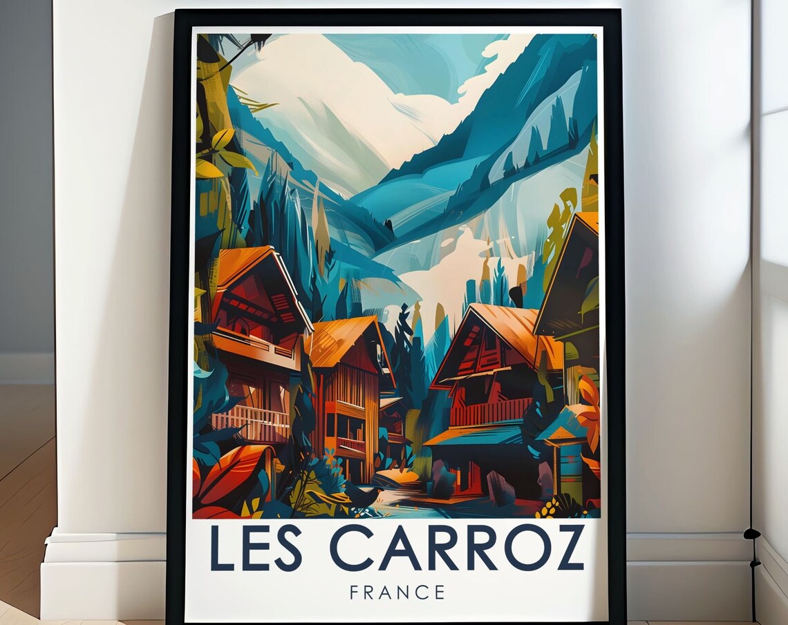 Les Carroz Traditional Wooden Chalets Mountain France Poster