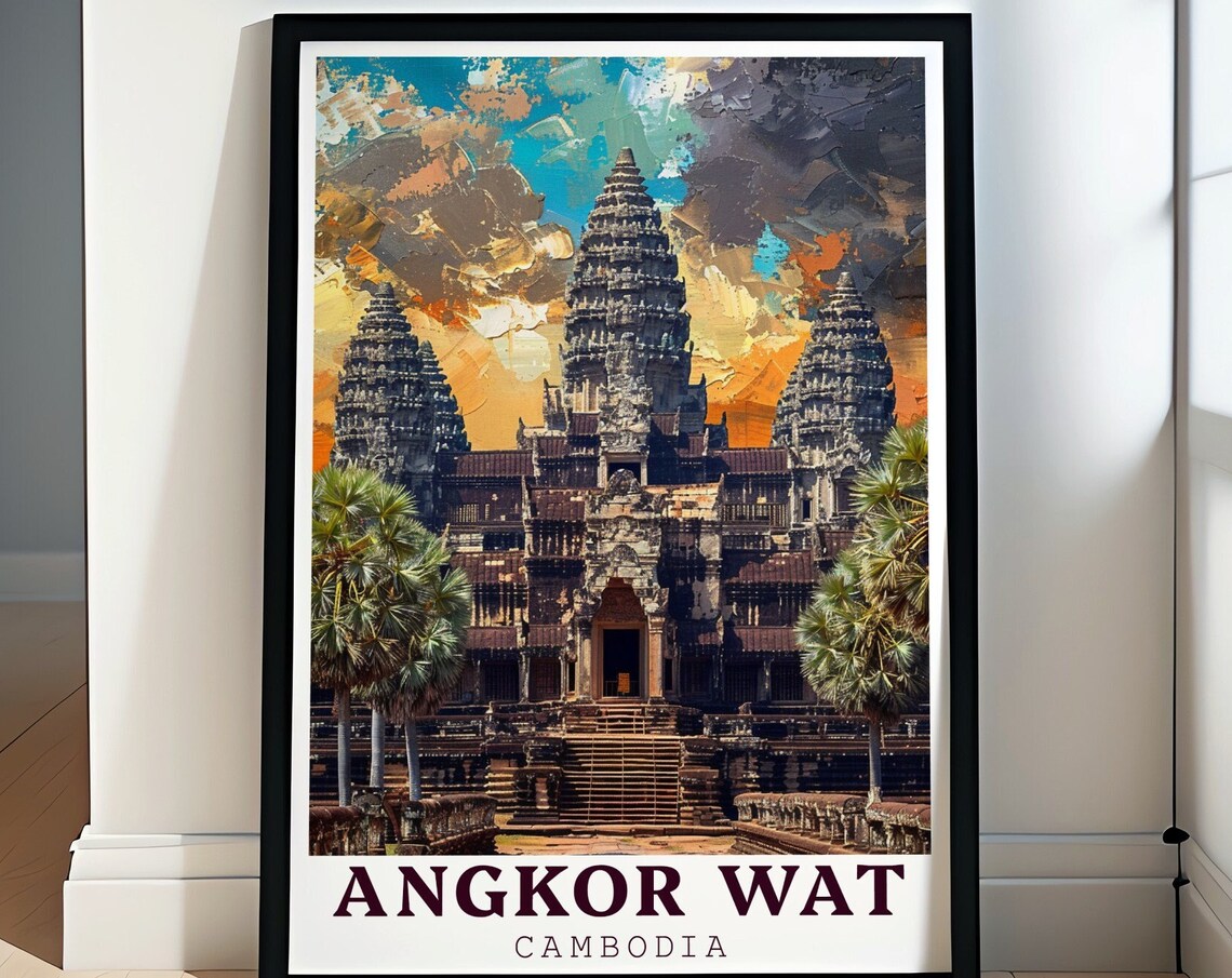 Angkor Wat Iconic Three Towers Sunrise Cambodia Travel Poster