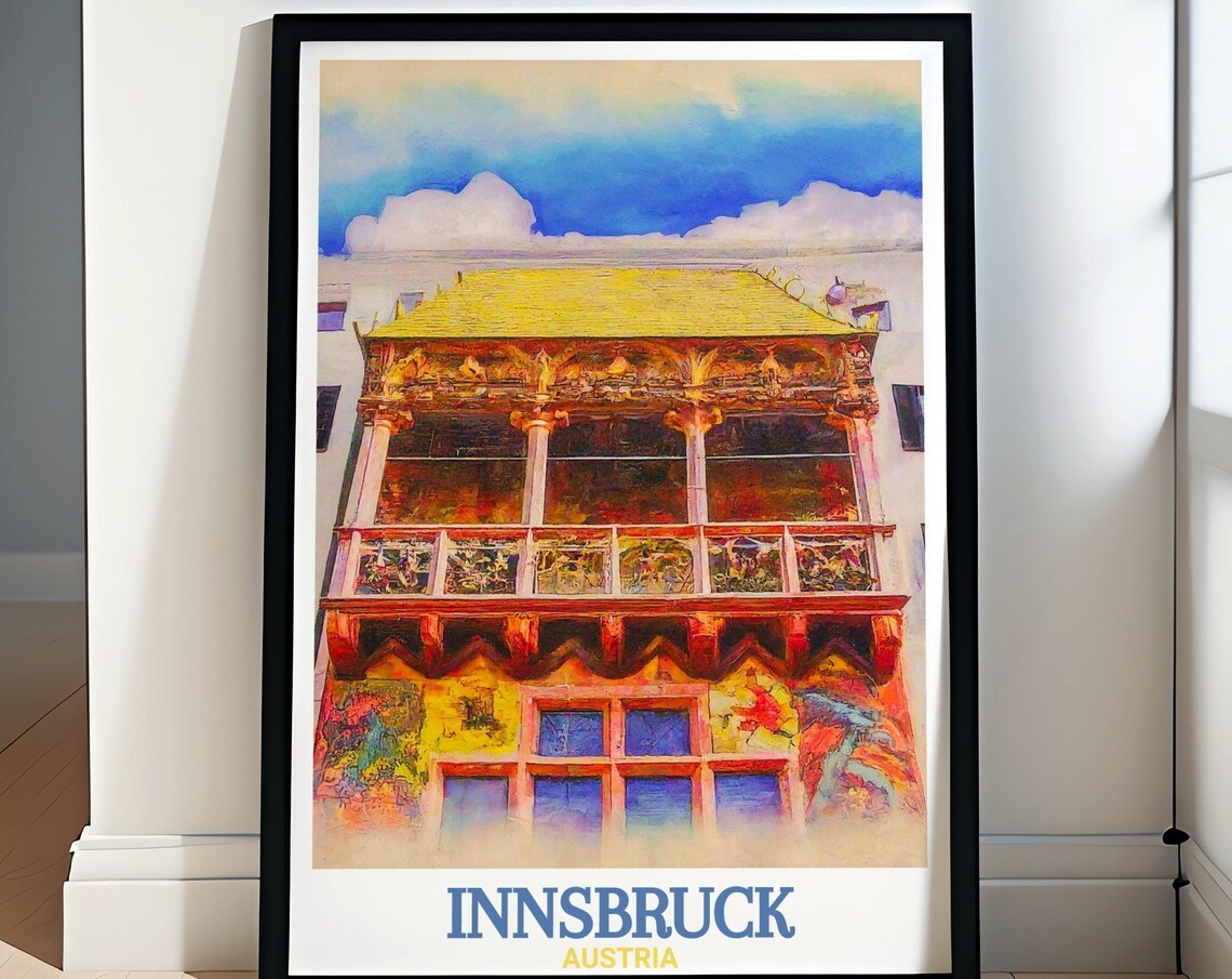 Innsbruck Austria Golden Roof Landmark Watercolor Detail Poster