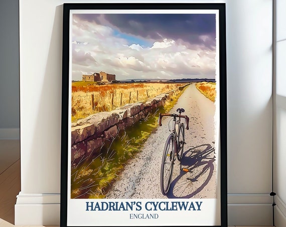Hadrians Cycleway Art Tynemouth Priory And Castle Print North Sea Coastal Art Northumberland Cycling Art