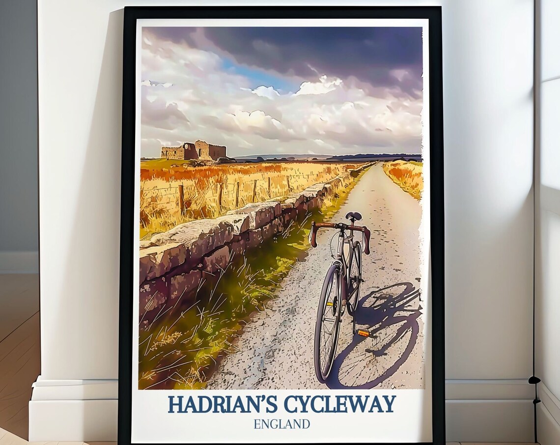 Hadrians Cycleway Bicycle Ride Past Ancient Roman Wall England Poster