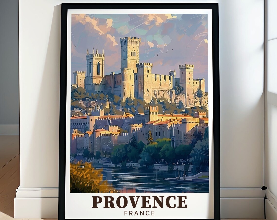 Palais des Papes Avignon at Golden Hour Provence Travel Poster