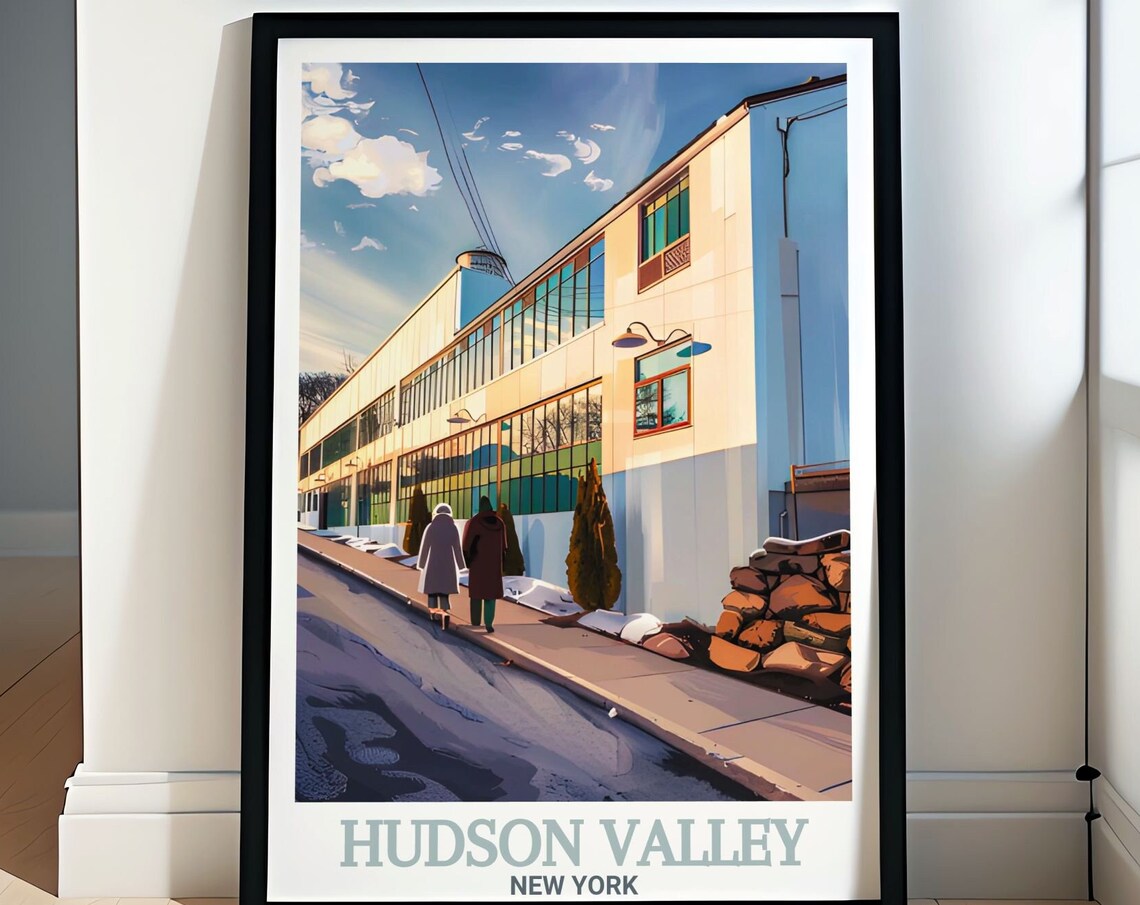 Hudson Valley The Wick Hotel Winter Street Modern Facade Poster