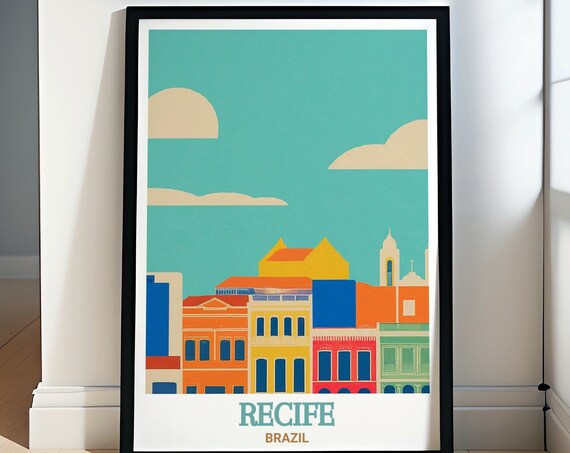 Recife Brazil Recife Antigo Colorful Colonial Buildings Art Poster