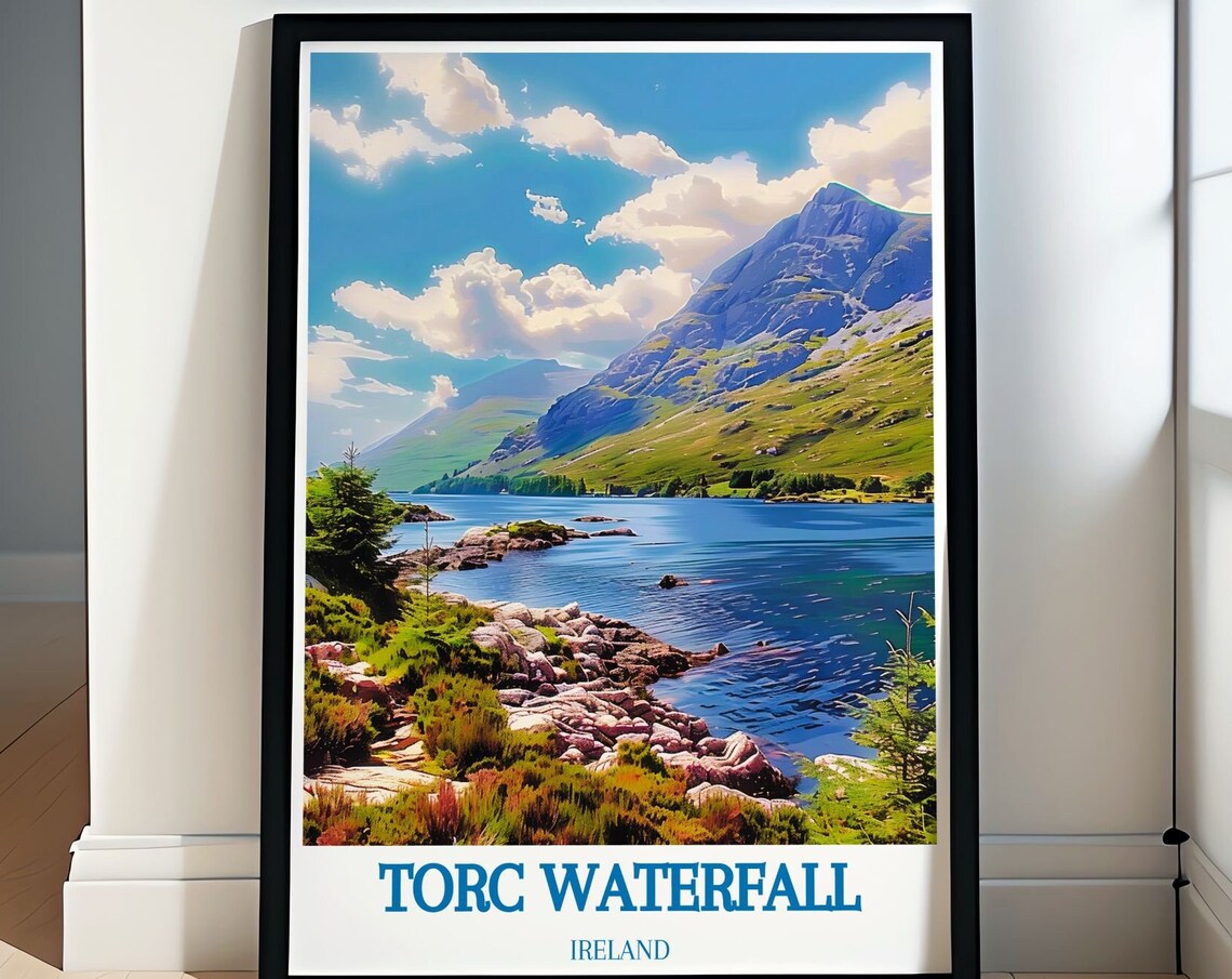 Torc Waterfall Ireland Killarney Mountain Lake Scenic View Poster