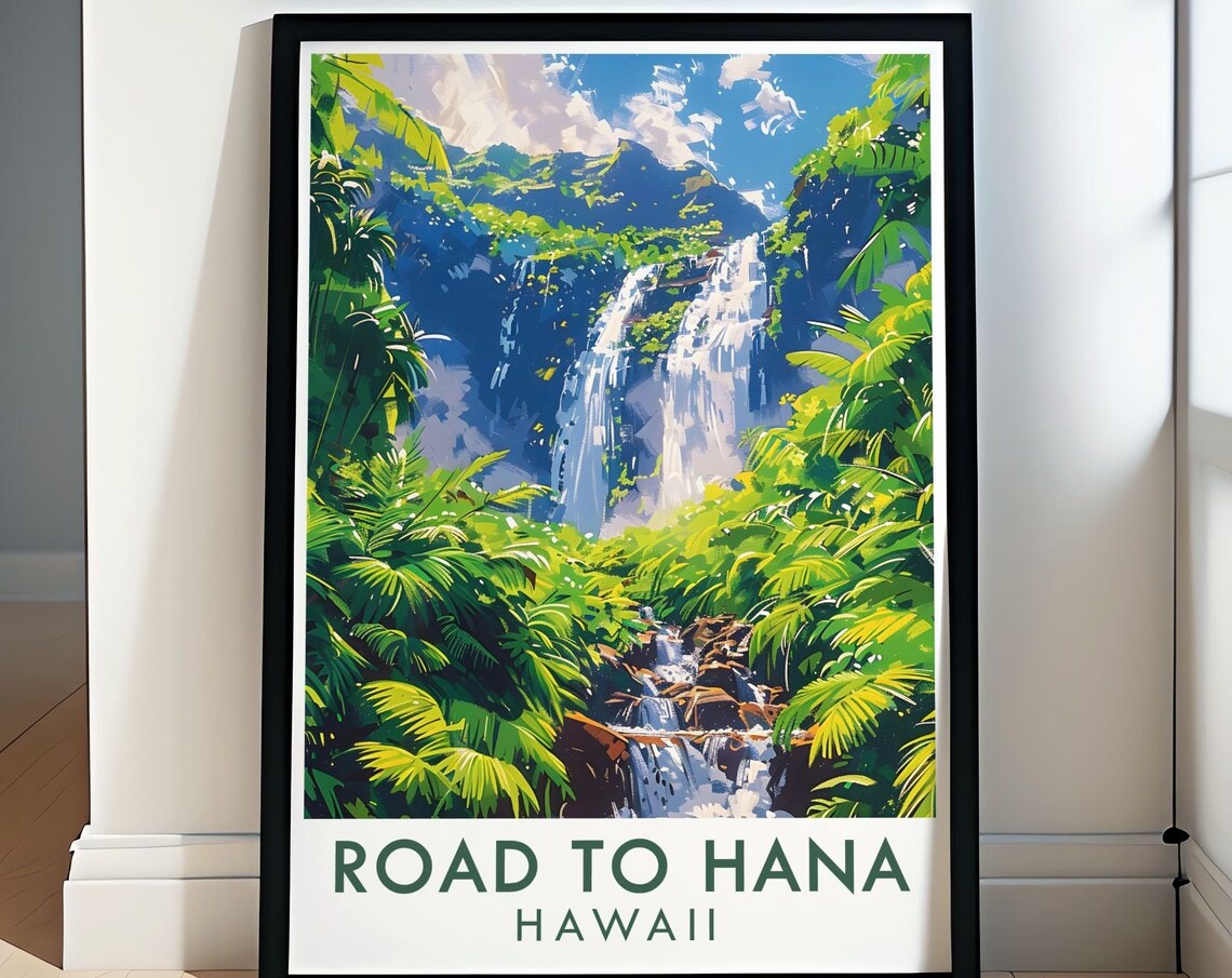 Road To Hana Wall Art Twin Flame Travel Poster Hawaii Wall Art And Decor Collection Road To Hana Art Prints And Gifts
