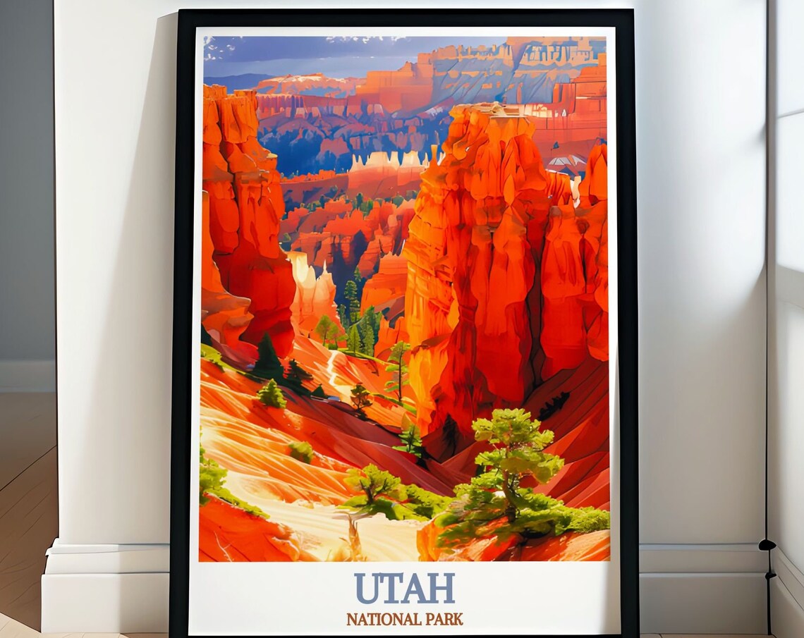 Utah National Park Hoodoo Spires At Fiery Sunrise Canyon Poster