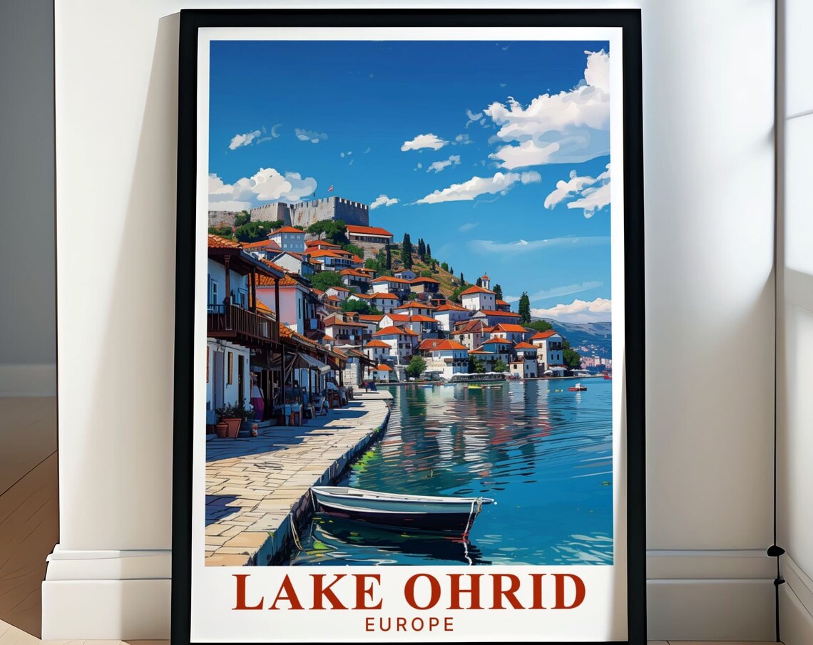Lake Ohrid Lakeside Old Town Harbor View Europe Travel Poster