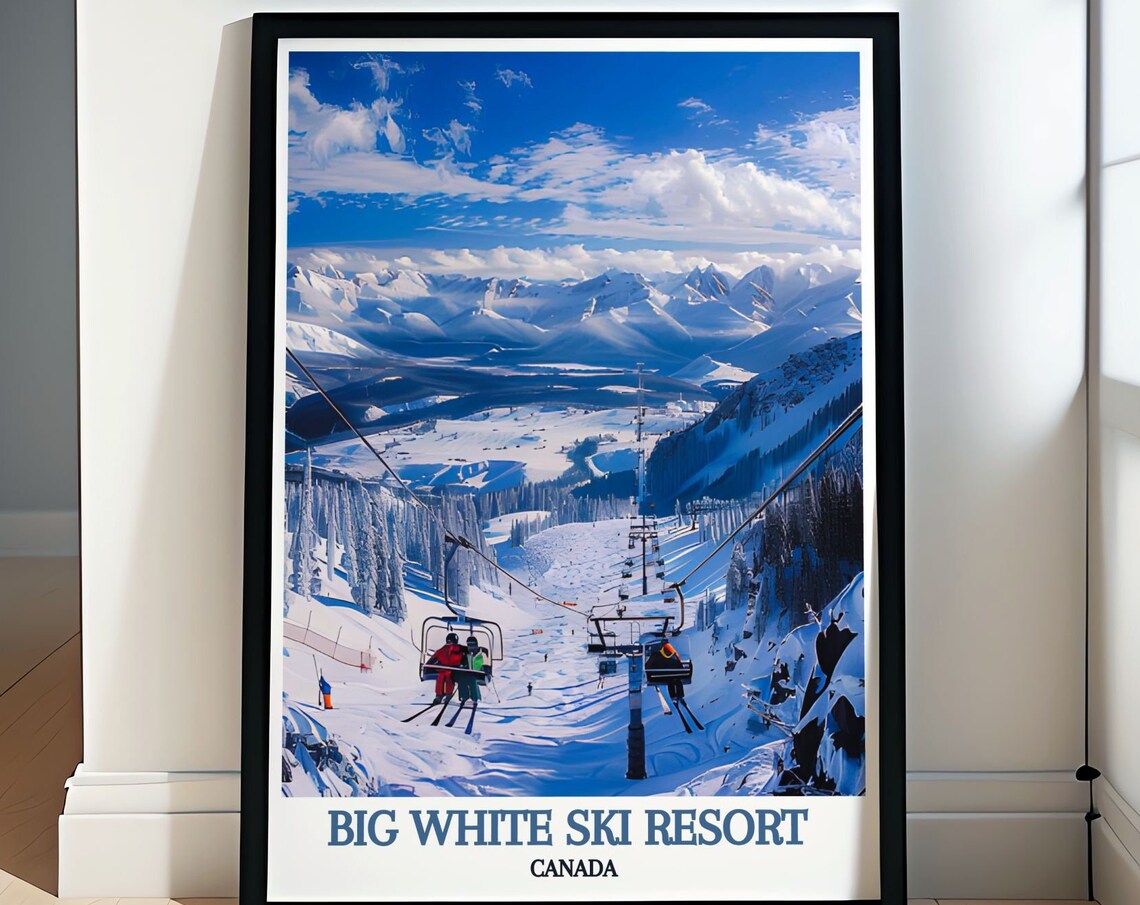 Big White Ski Resort Canada Chairlift Mountain Slopes Travel Poster