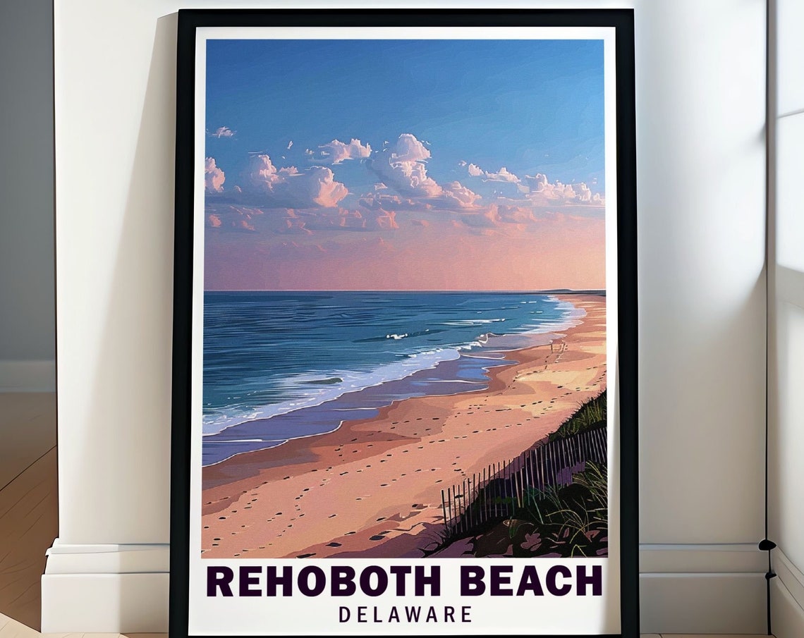 Rehoboth Beach Calm Seascape Delaware Coastline Sand Dunes Poster