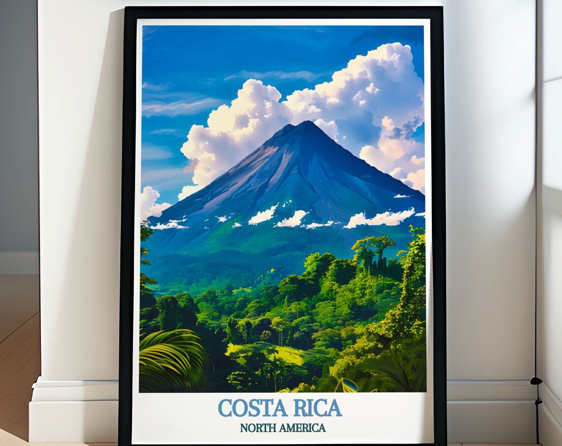 Costa Rica Majestic Volcano Peak Rainforest Jungle Travel Poster