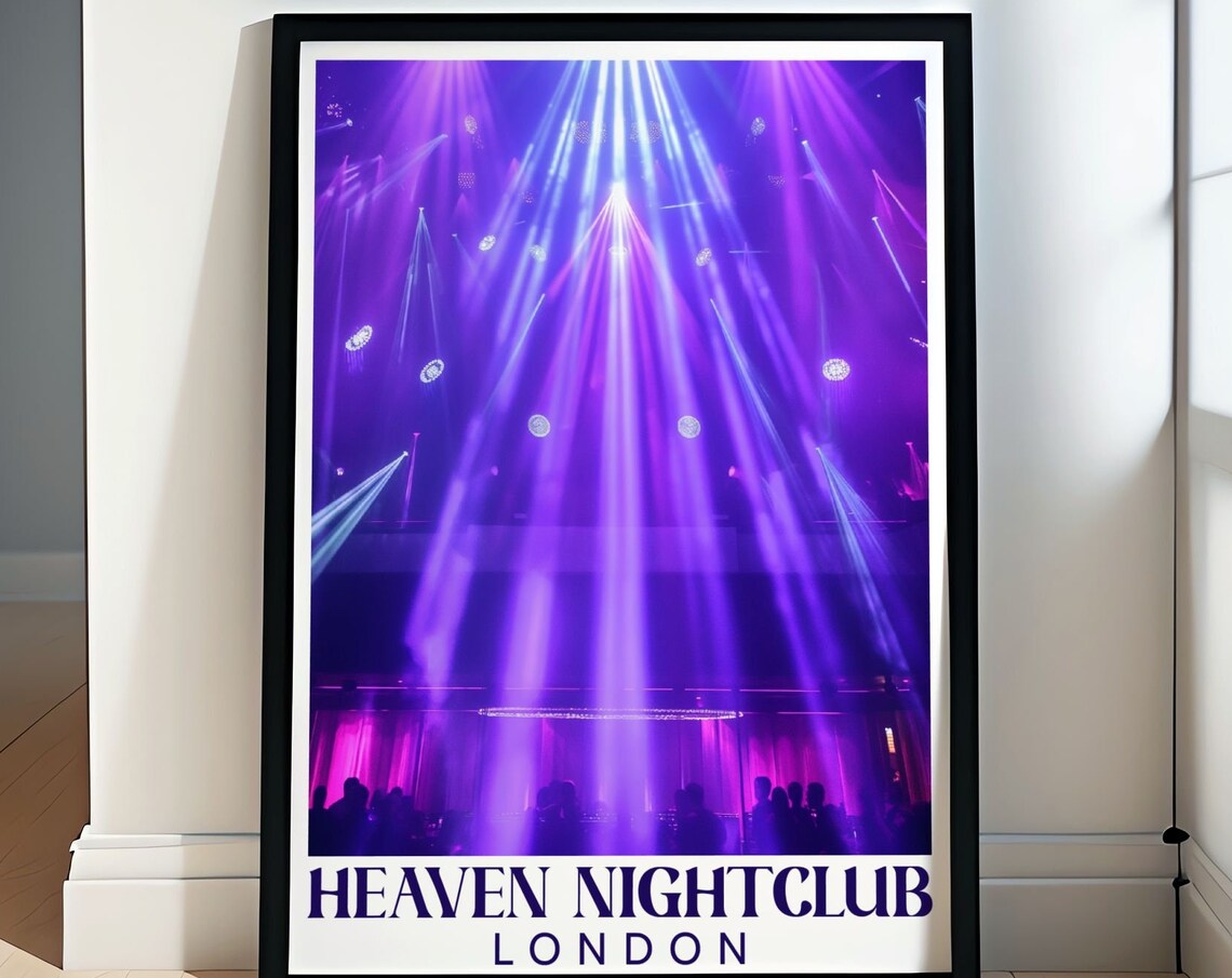 Heaven Nightclub Purple Stage Light Beams Crowd London Club Print