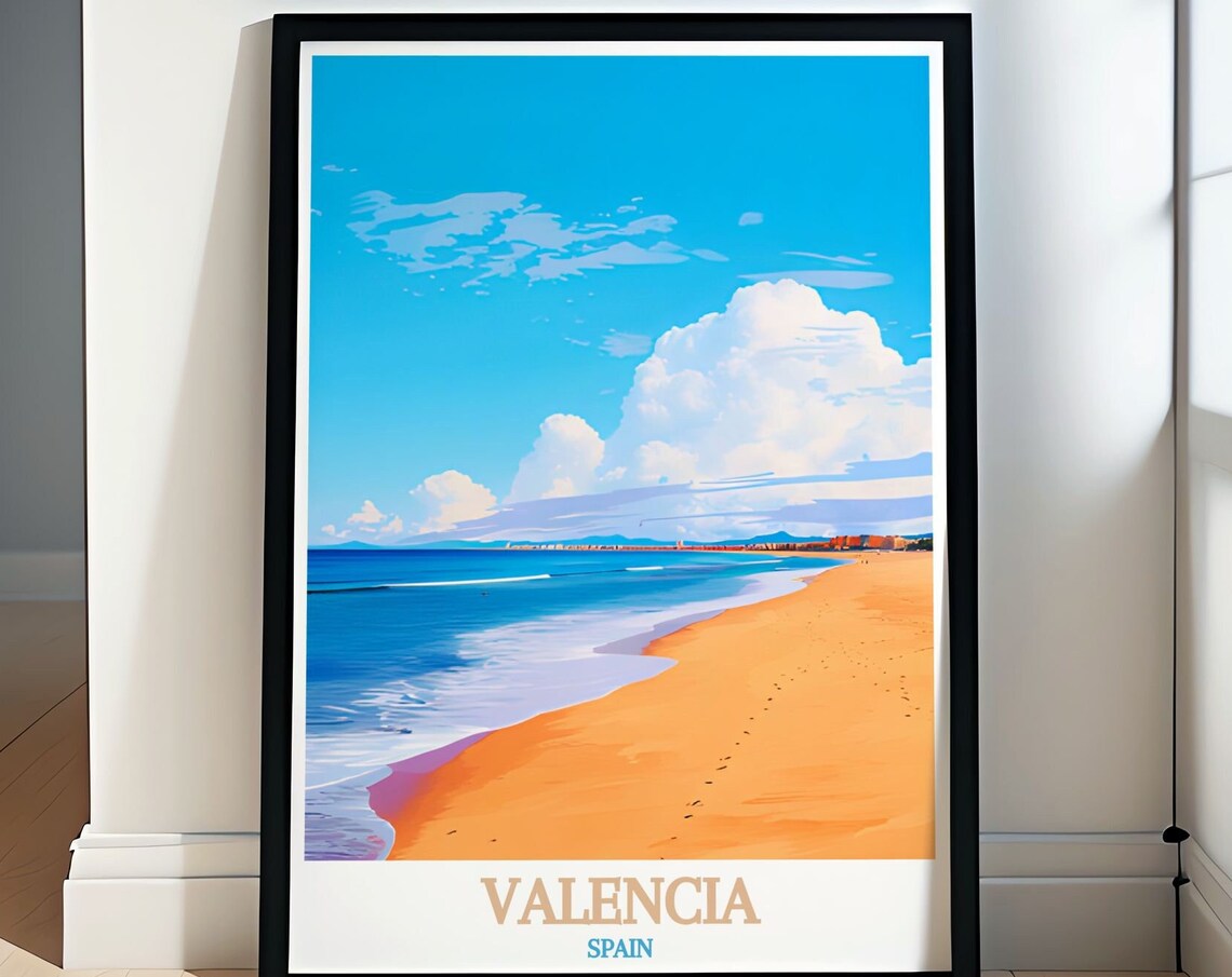Valencia Spain Golden Sand Beach Under A Clear Blue Sky Poster