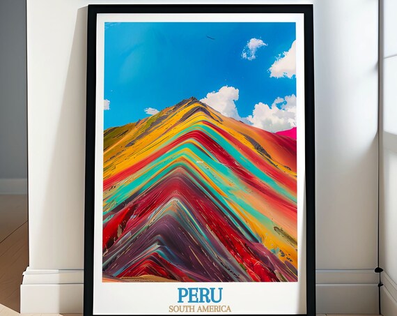Rainbow Mountain Striped Red Gold Teal Slopes Vinicunca Peru Poster