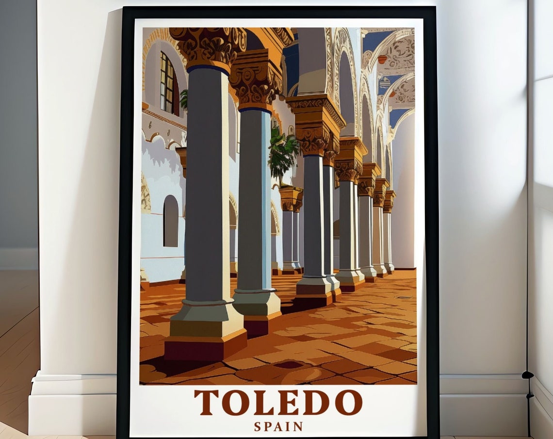 Toledo Spain Grand Stone Arcade Historic Palace Interior Poster