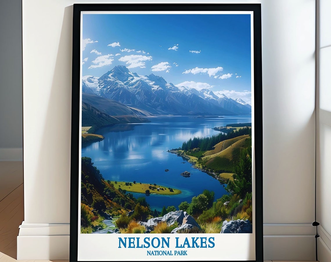 Nelson Lakes Prints Lake Rotoiti And National Park Posters Framed Lake Rotoiti And Nelson Lakes Art New Zealand Travel Poster