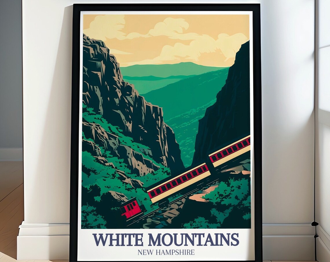 White Mountains Mountain Train Gorge Ride New Hampshire Rail Poster