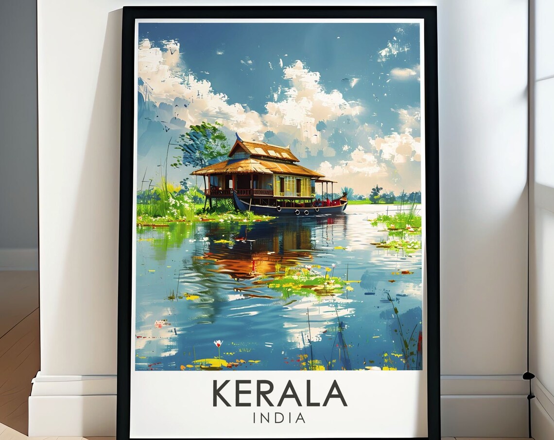 Kerala Backwaters Houseboat Alleppey Tranquil India Waterways Poster