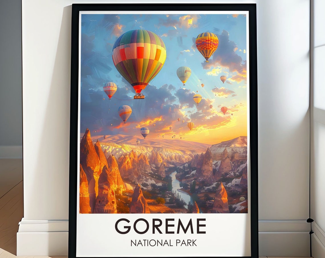 Goreme National Park Art Print Hot Air Balloons Decor Turkey Wall Art Goreme Gift Hot Air Balloons Art Turkey Travel Art