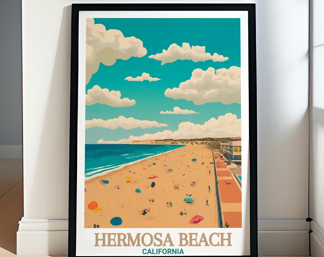 Hermosa Beach California Aerial Ocean Shoreline Summer Poster