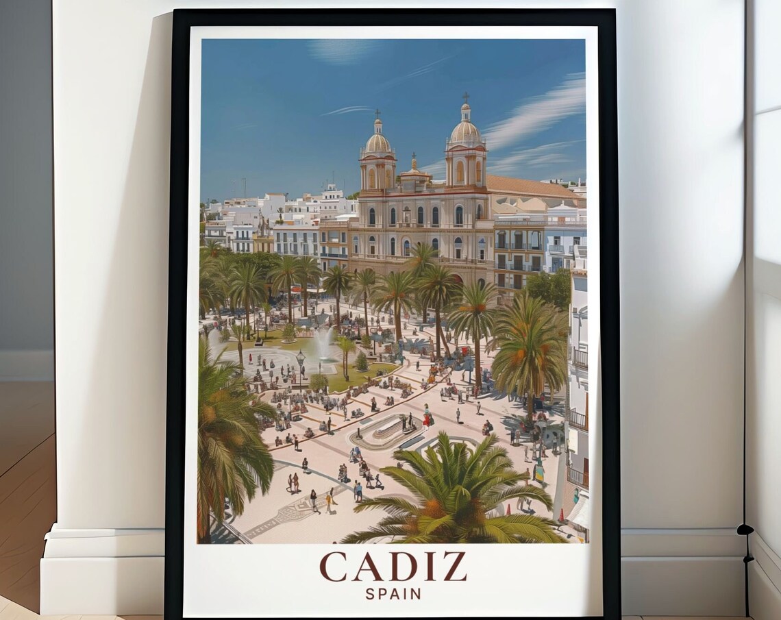 Cádiz Spain Plaza de San Juan de Dios Palm Square View Poster
