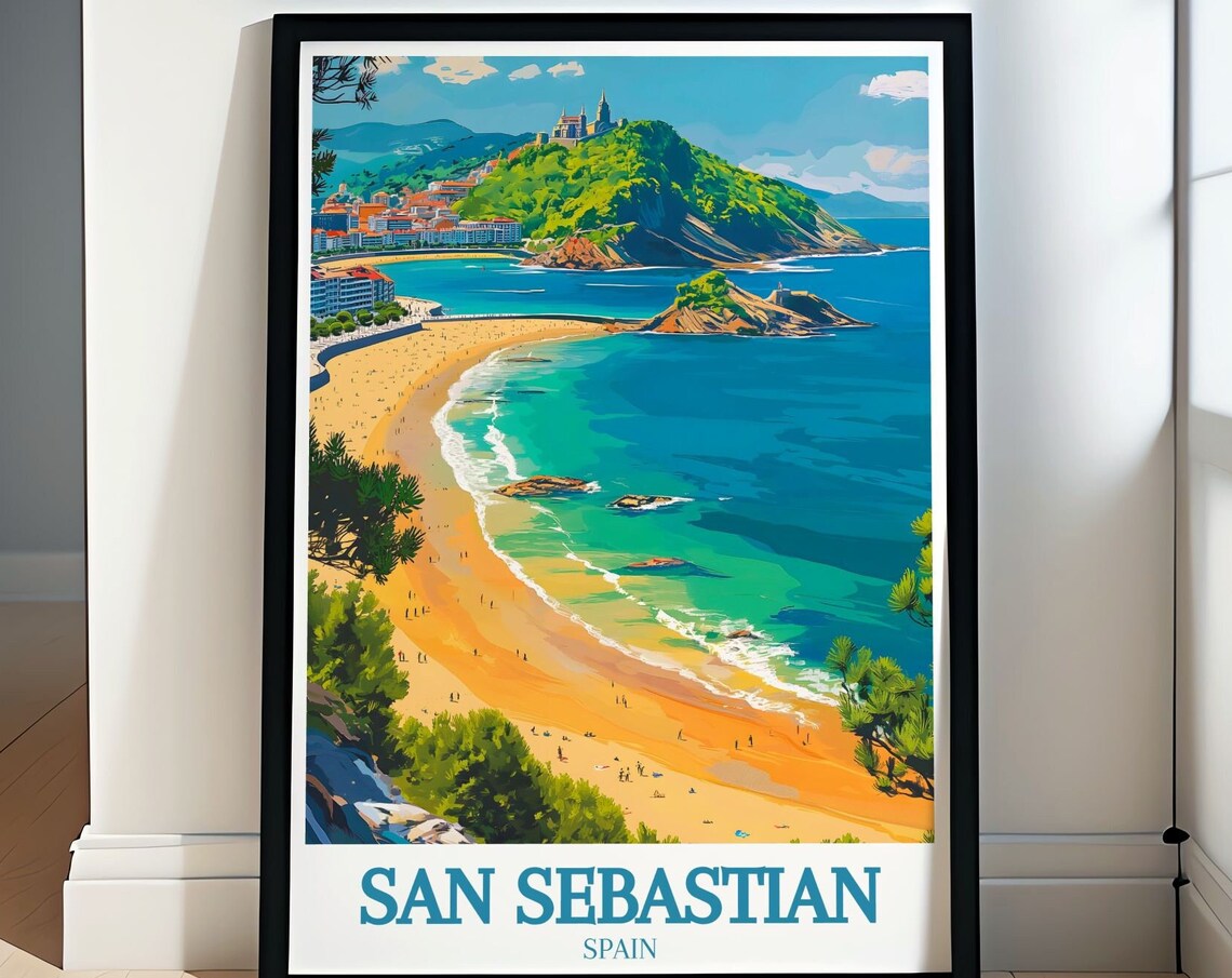 San Sebastian La Concha Beach And Monte Urgull Bay Travel Poster