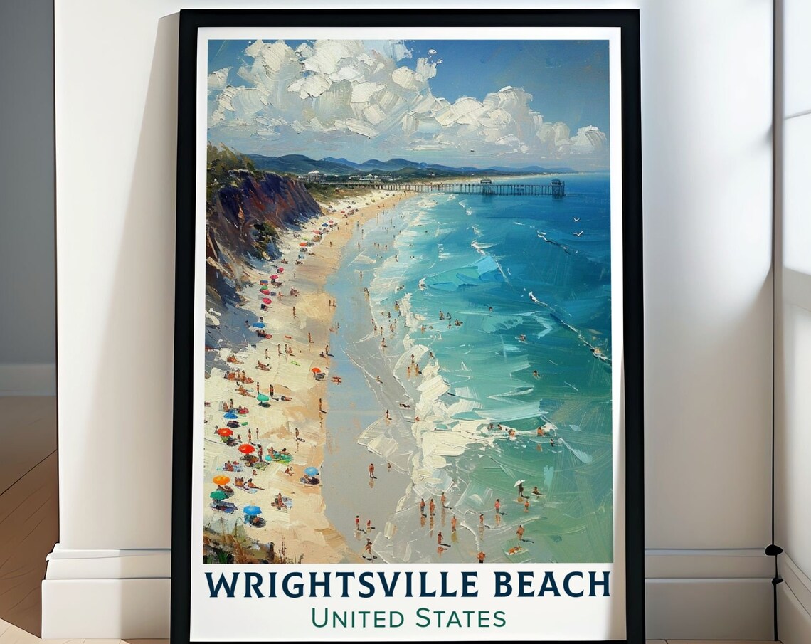 Wrightsville Beach North Carolina Crowded Summer Surf Poster