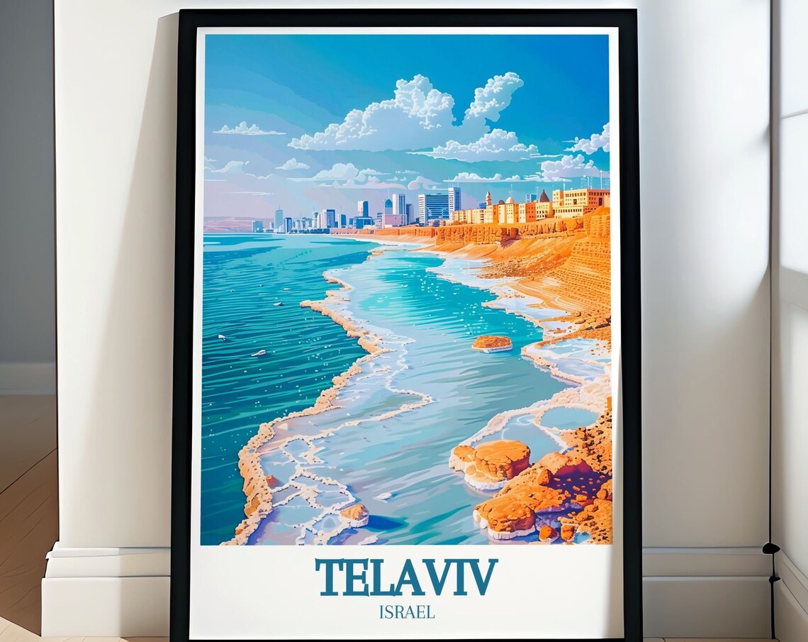 Tel Aviv Israel Turquoise Shoreline with Salt Formations Poster