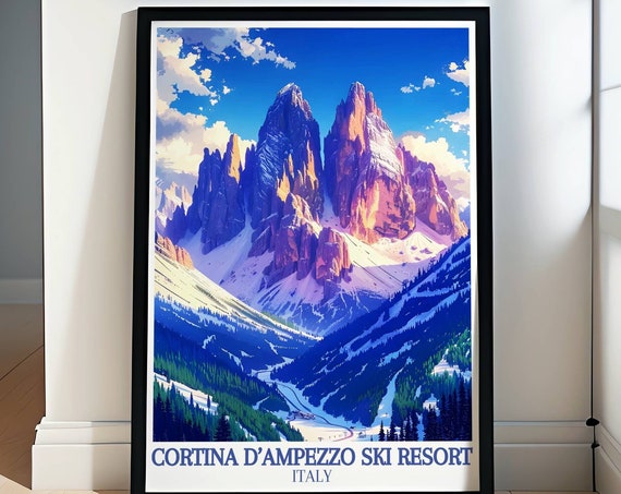 Cortina Dampezzo Ski Resort Travel Posters And Art Prints Vintage Ski Prints Retro Posters Ski Resort Posters