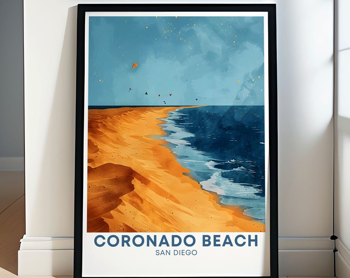 Coronado Beach San Diego Golden Sand Shoreline Travel Poster