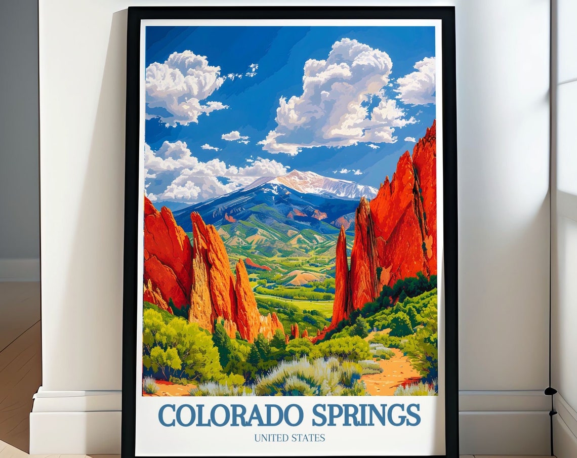Colorado Wall Art Colorado Springs Poster Garden Of Gods And Pikes Peak Art Print Colorado Springs Landscape Print