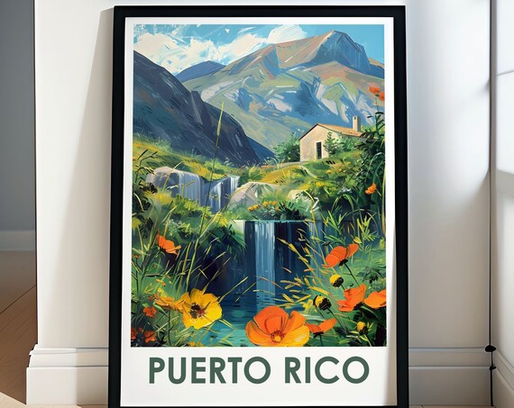 Puerto Rico El Yunque Rainforest Waterfalls Tropical Forest Travel Poster