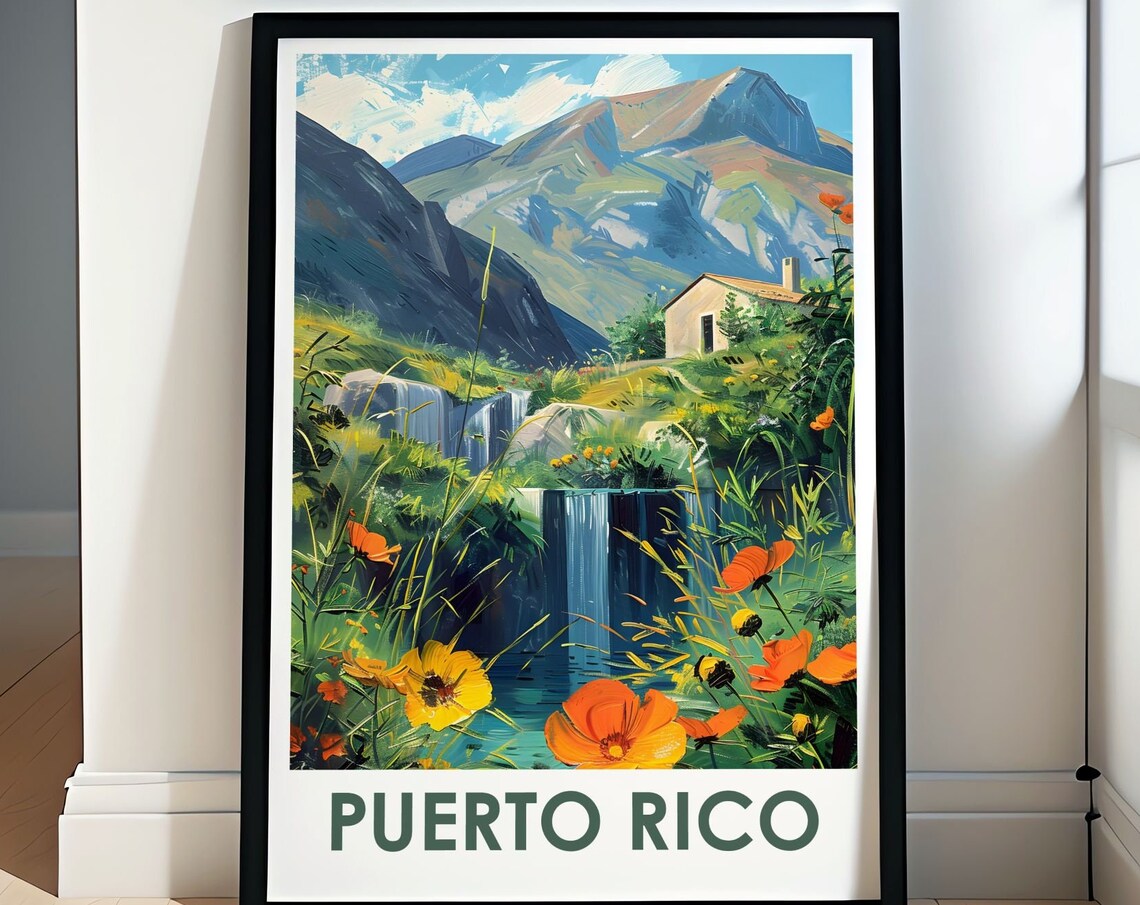 Puerto Rico El Yunque Rainforest Waterfalls Tropical Forest Travel Poster