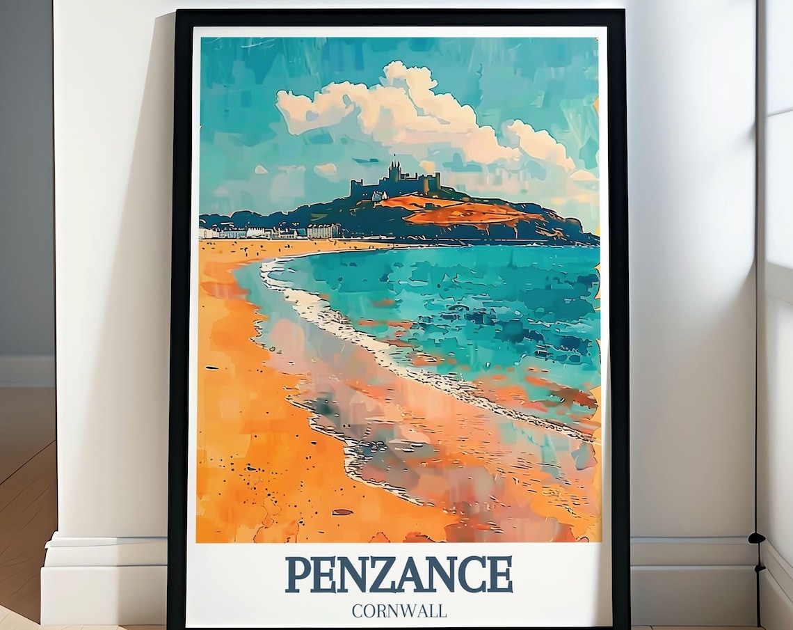 Penzance Travel Poster, Mount Bay And St Michael's Mount