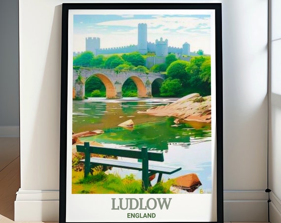 Ludlow Travel Print Dinham Bridge Art Dinham Bridge Travel Poster Ludlow Art And Dinham Bridge Poster Dinham Bridge Ludlow Print