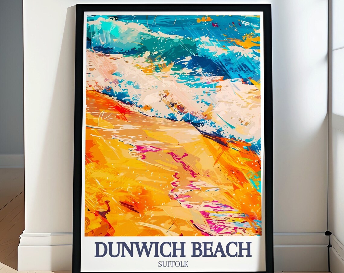 Dunwich Beach Suffolk Abstract Ocean Waves Colorful Art Poster