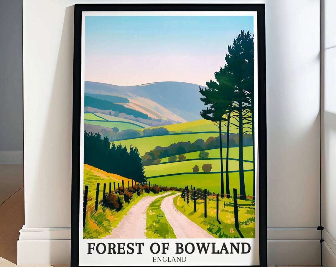 Forest Of Bowland Country Lane Rolling Hills England Travel Poster