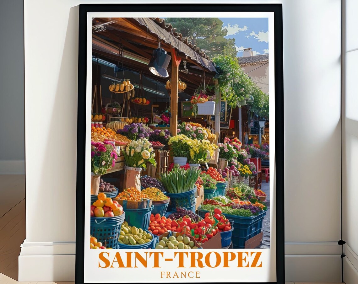 Saint-Tropez France Place Des Lices Market Stall Color Poster