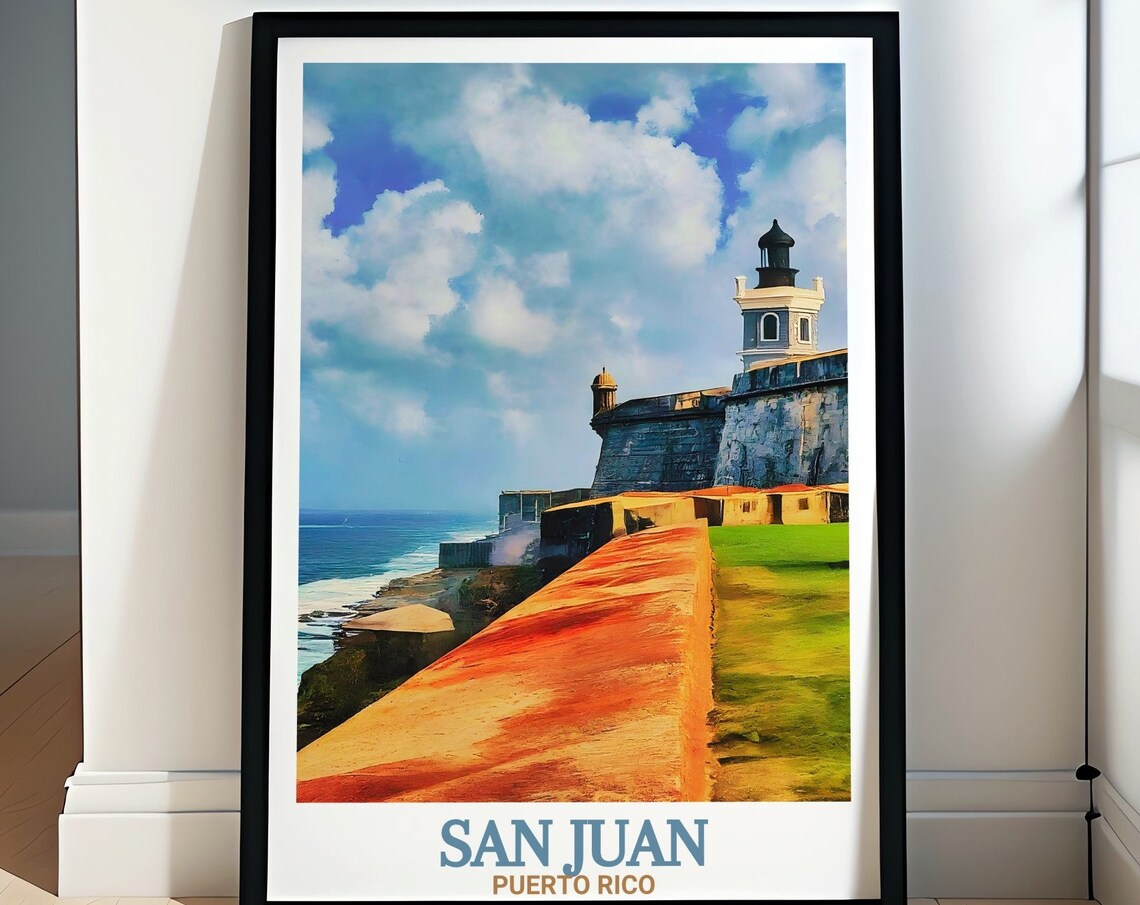 San Juan Puerto Rico El Morro Fortress Lighthouse Travel Poster