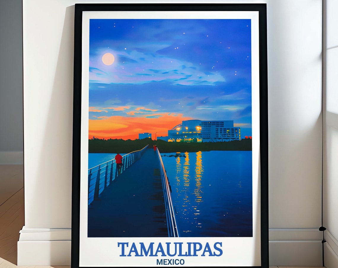 Tampico Tamaulipas Lagoon Evening Moon Reflection Mexico Poster