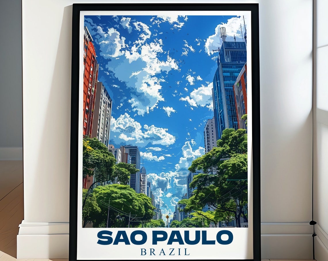 Sao Paulo Travel Poster Paulista Avenue Prints And Decor Paulista Avenue Art From Sao Paulo Sao Paulo Art And Paulista Avenue Posters