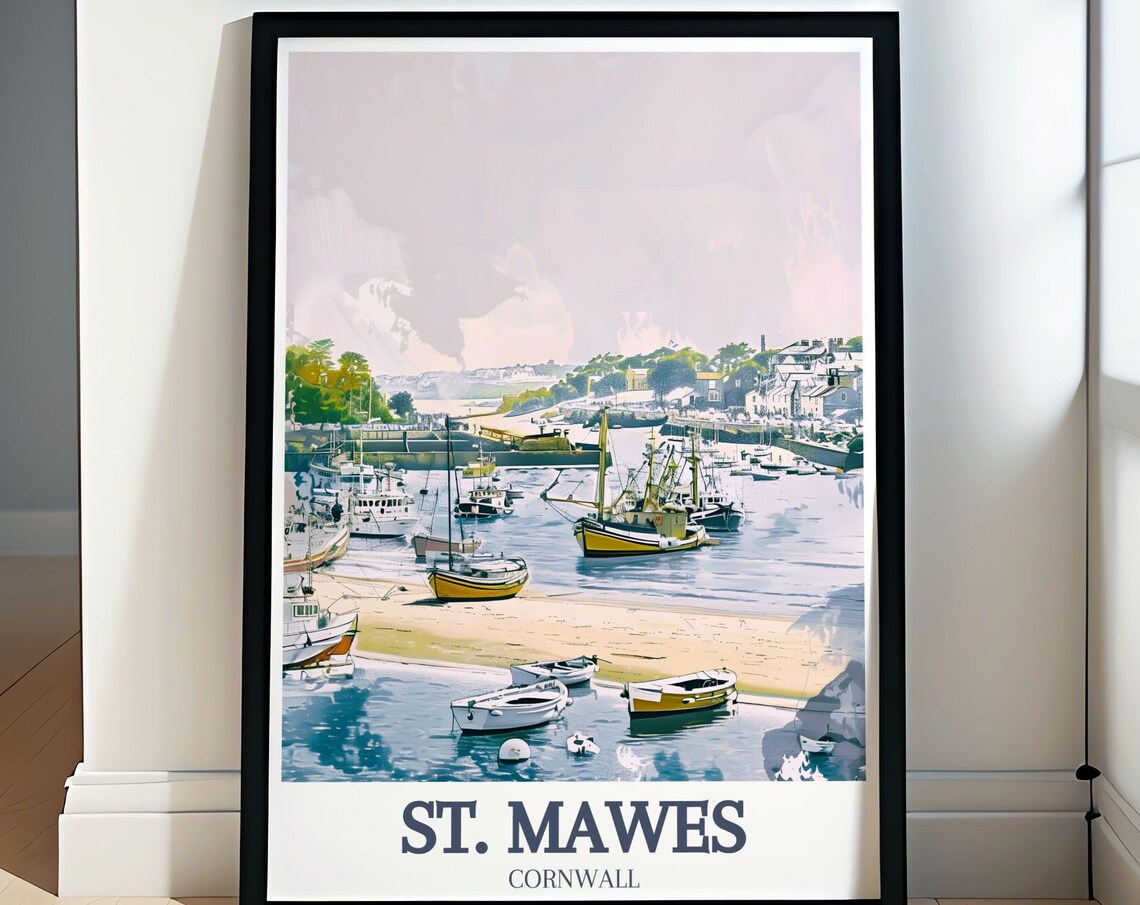 St Mawes Cornwall Harbour Boats Fishing Village Travel Poster