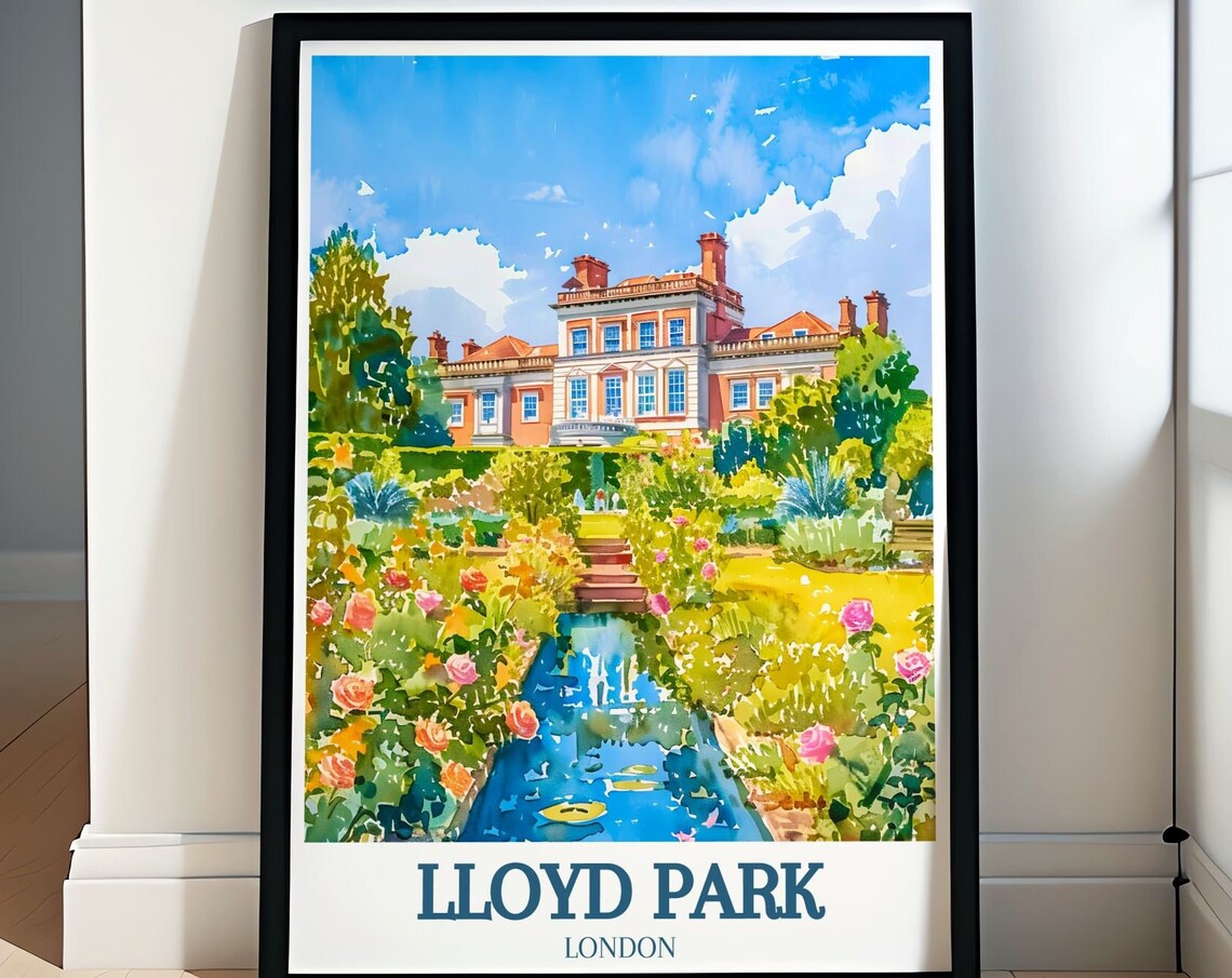 Lloyd Park London Watercolor Manor House Rose Pond Travel Poster