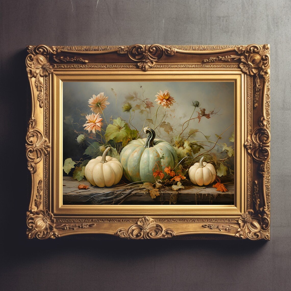 Pastel Pumpkins Harvest Fall Art Print, Rustic Decor - Image 3