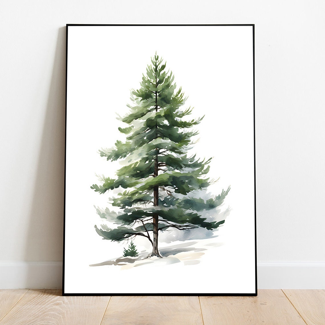 Watercolor Pine Tree Study On A Clean White Background Poster