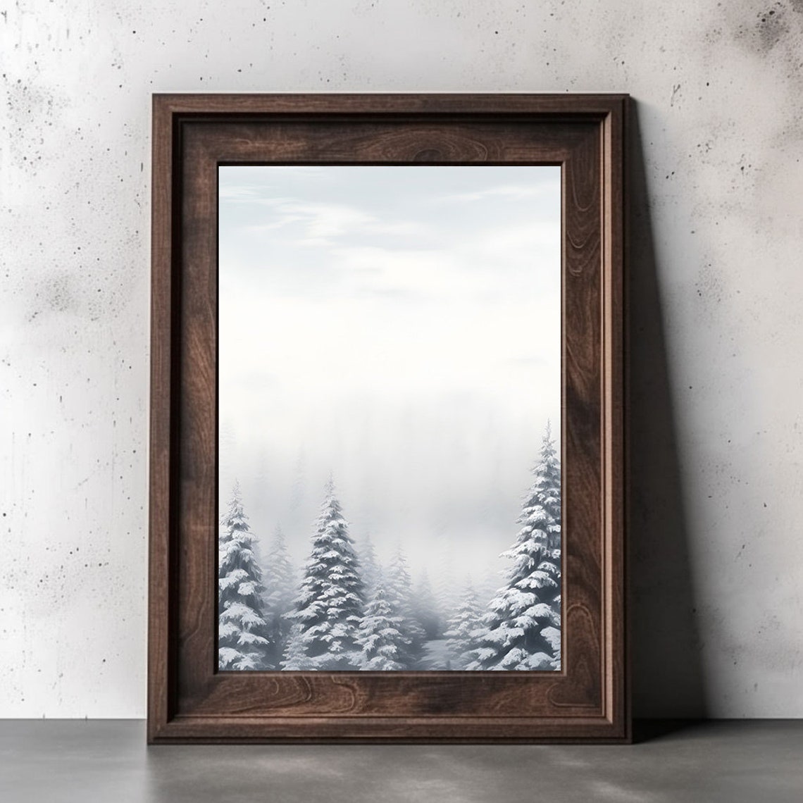 Snow Covered Pine Trees Minimalist Winter Forest Landscape Poster - Image 2