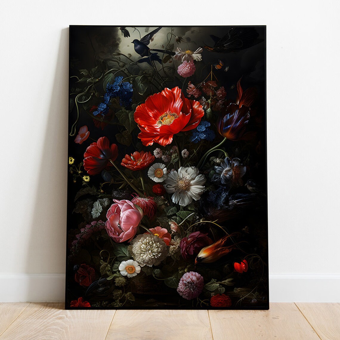 Moody Botanical Art Vintage Dark Floral Painting Dark Academia Print Still Life Oil Painting Antique Print